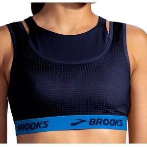 Brooks drive running mesh bra ultra double support sz S padded blue stretch EUC